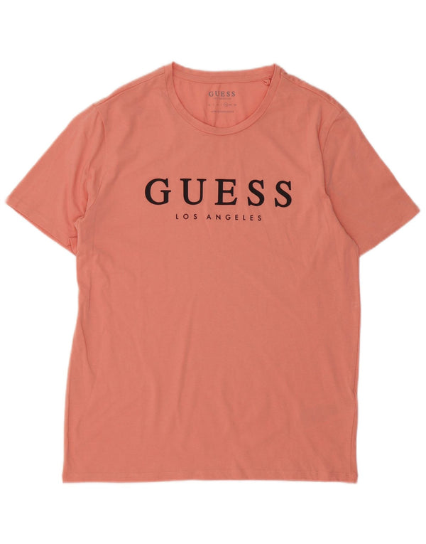 Guess Herre Grafisk T-Shirt Top UK 42 Stor Pink Bomuld