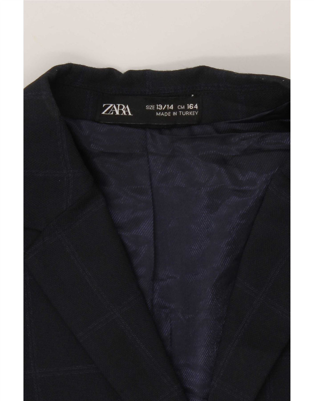 Zara Boys 2-knaps blazerjakke 13-14 år marineblå ternet polyester