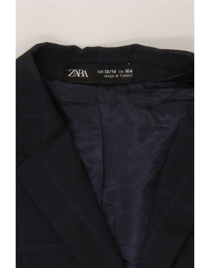 Zara Boys 2-knaps blazerjakke 13-14 år marineblå ternet polyester