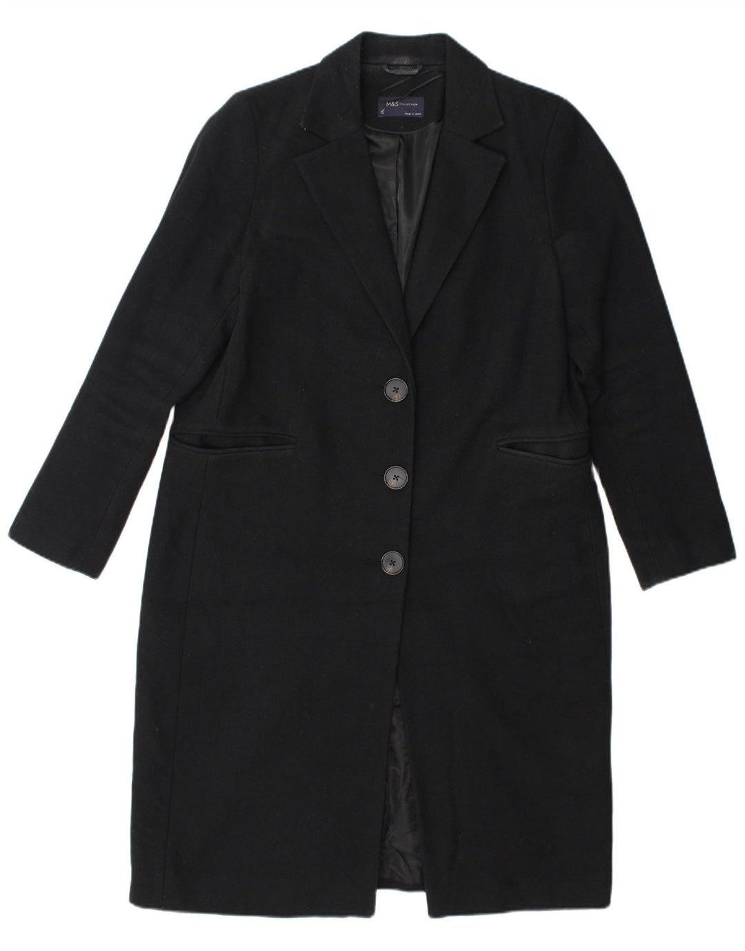 Marks & Spencer Dameoverfrakke UK 14 Stor sort polyester