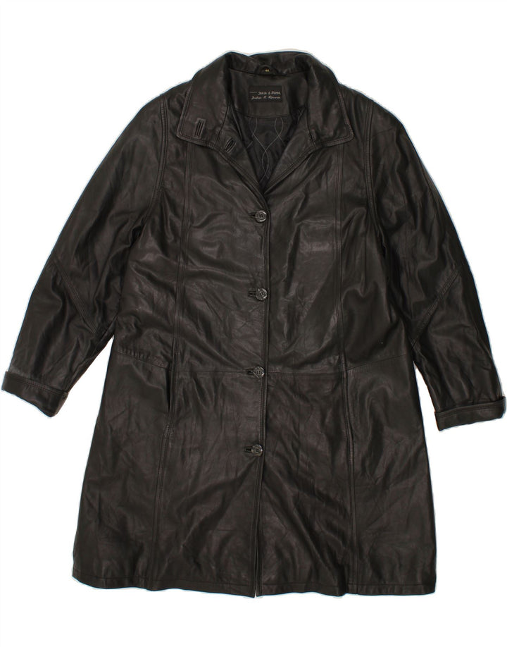 VINTAGE Womens Leather Coat IT 44 Medium Black Leather Vintage Vintage and Second-Hand Vintage from Messina Hembry 
