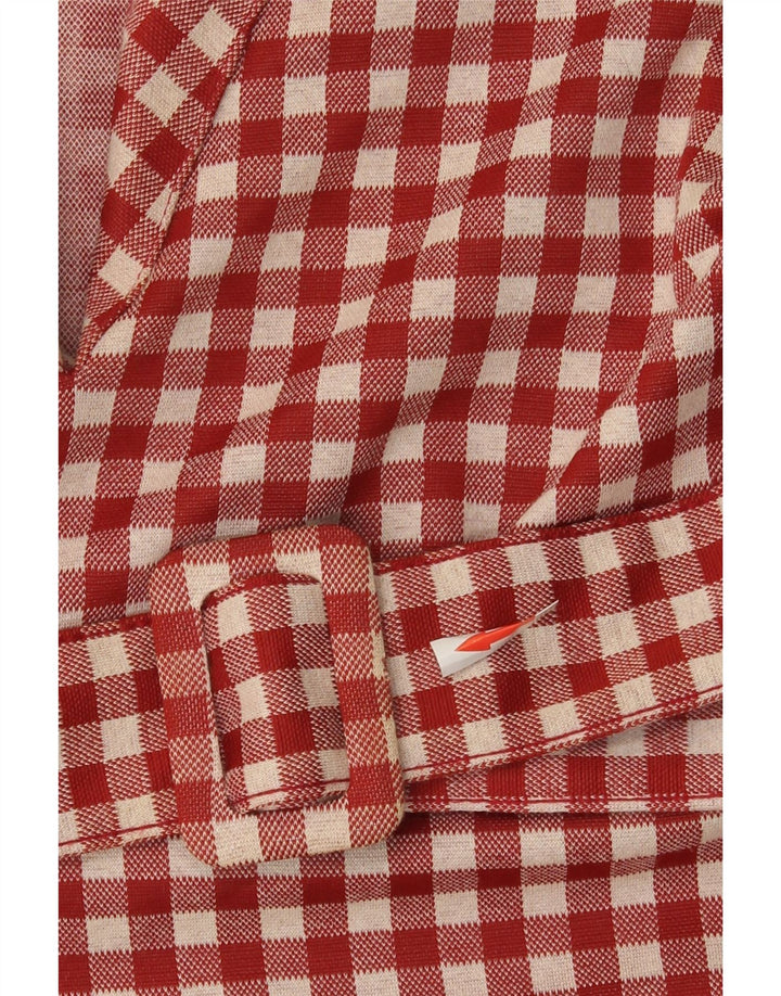 Zara Dame A-Line Kjole UK 8 Lille Rød Gingham Polyester