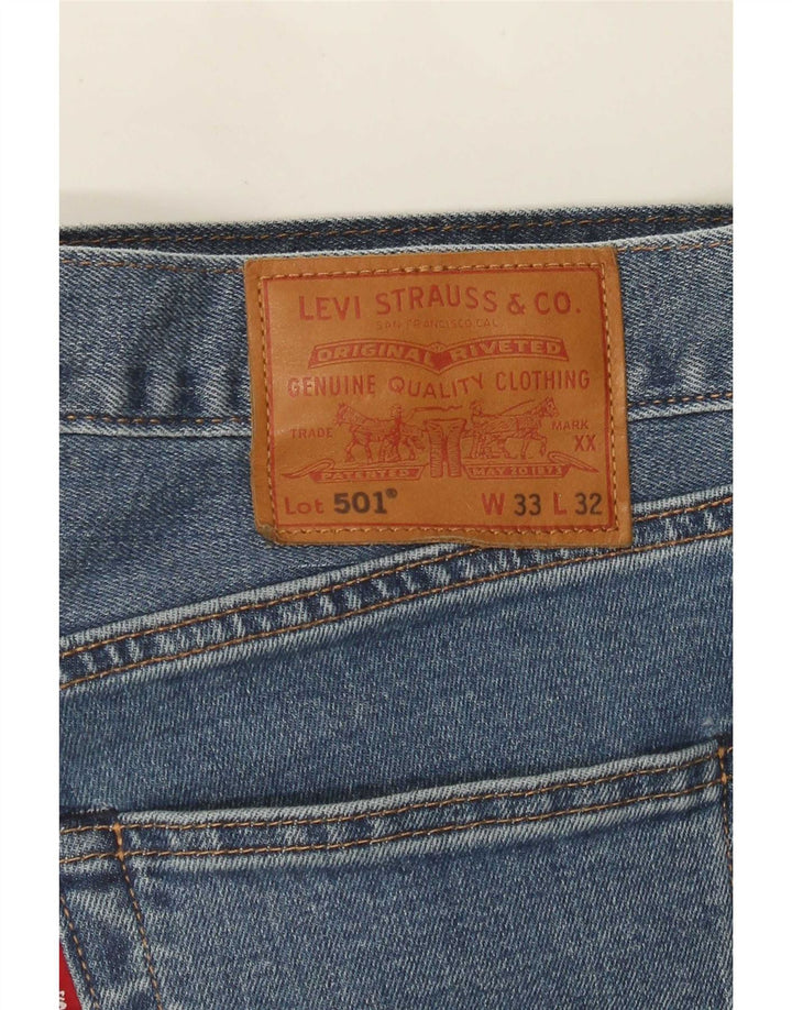 Levi's Herre 501 lige jeans W33 L32 blå bomuld