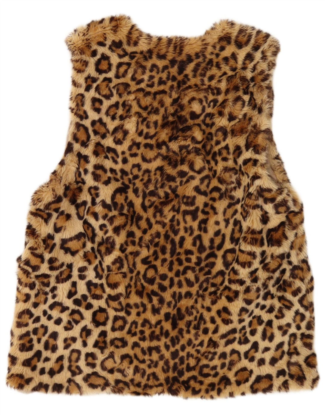 ZARA Girls Faux Fur Gilet 13-14 år Brun Animal Print Polyester