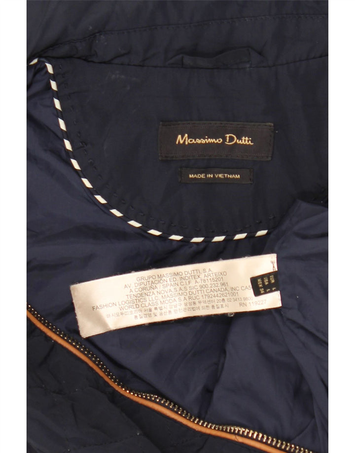 Massimo Dutti Dame Quilted Gilet UK 14 Large Navy Blue Nylon