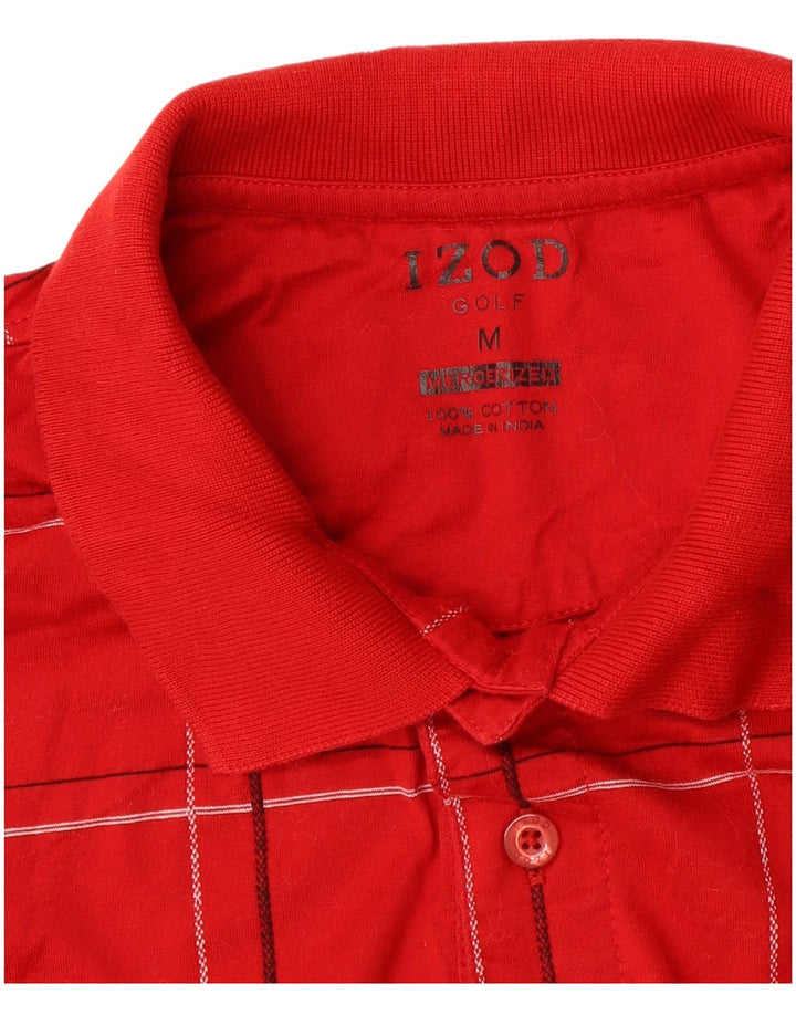 IZOD Golf poloshirt til mænd Medium rød ternet bomuld