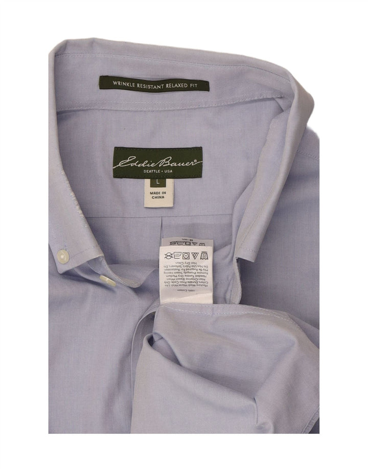 EDDIE BAUER Mens Relaxed Fit Shirt Large Blue Cotton