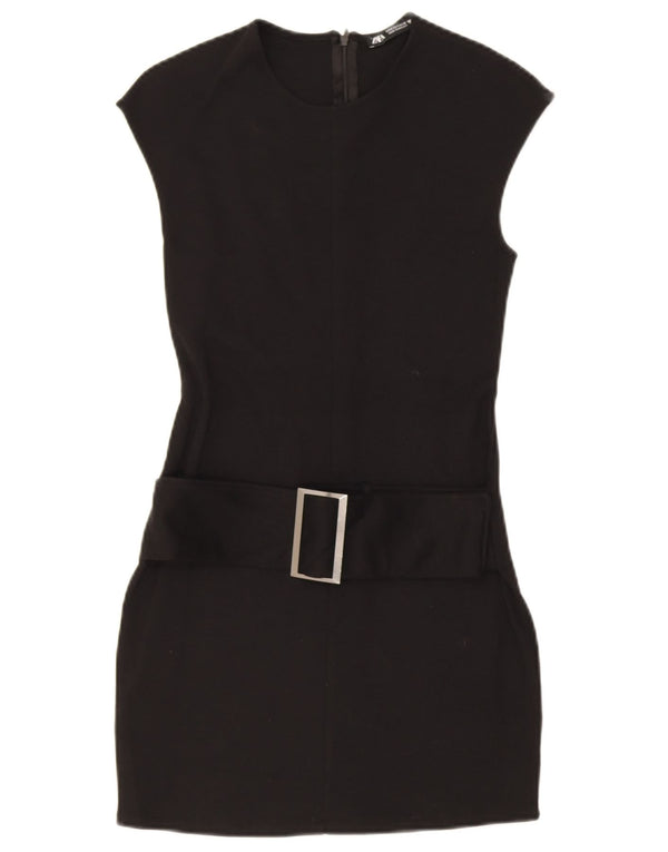 Zara Womens Sleeveless Bodycon Dress UK 8 Small Black Polyester