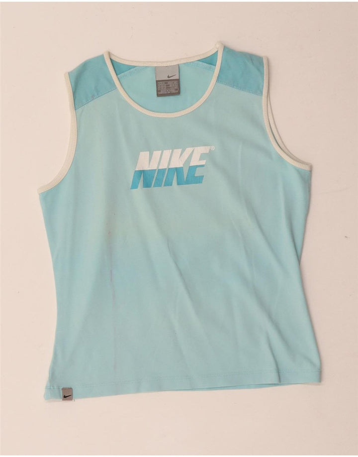 Nike Dame Crop Grafisk Vest Top UK 10/12 Medium Turkis