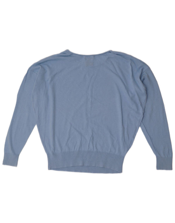 Massimo Dutti Dame Oversized Boat Neck Jumper Sweater UK 6 XS Blå