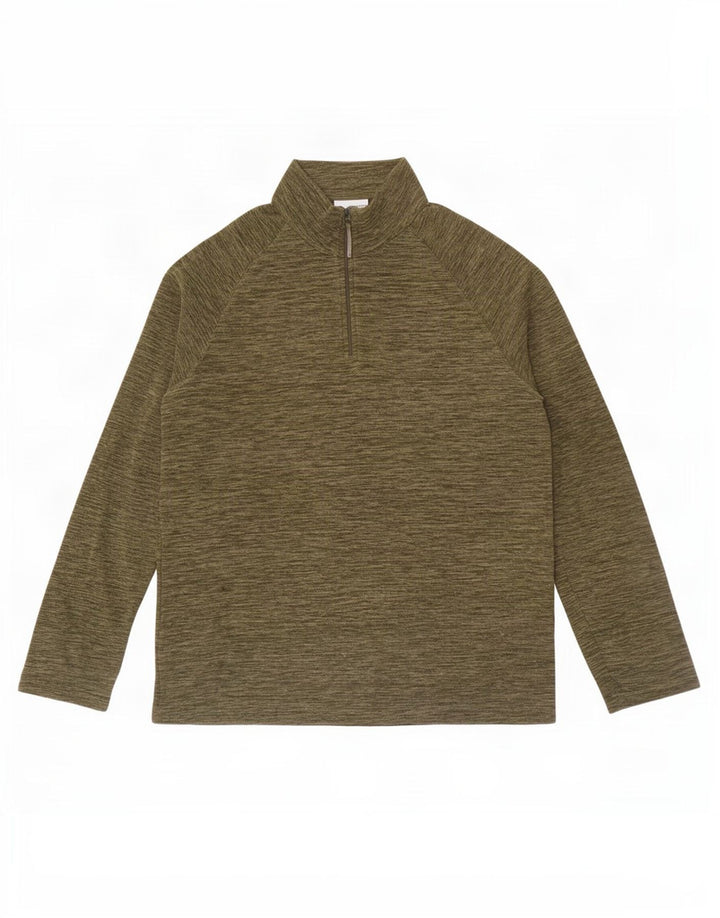Mountain Warehouse Herre Zip Neck Fleece Jumper Medium Khaki Flecked