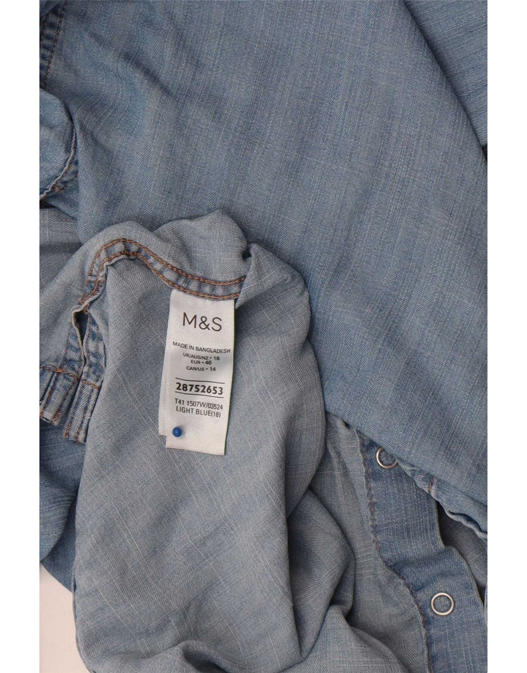 Marks & Spencer Dame Denim Shirt UK 18 XL Blå Lyocell