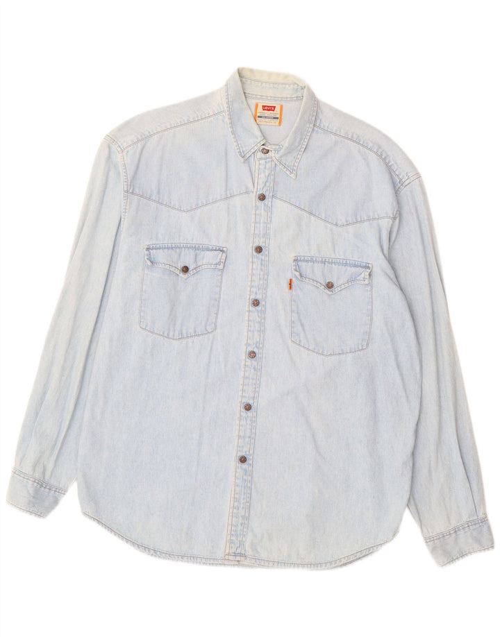 Levi's Denimskjorte til mænd, stor blå bomuld