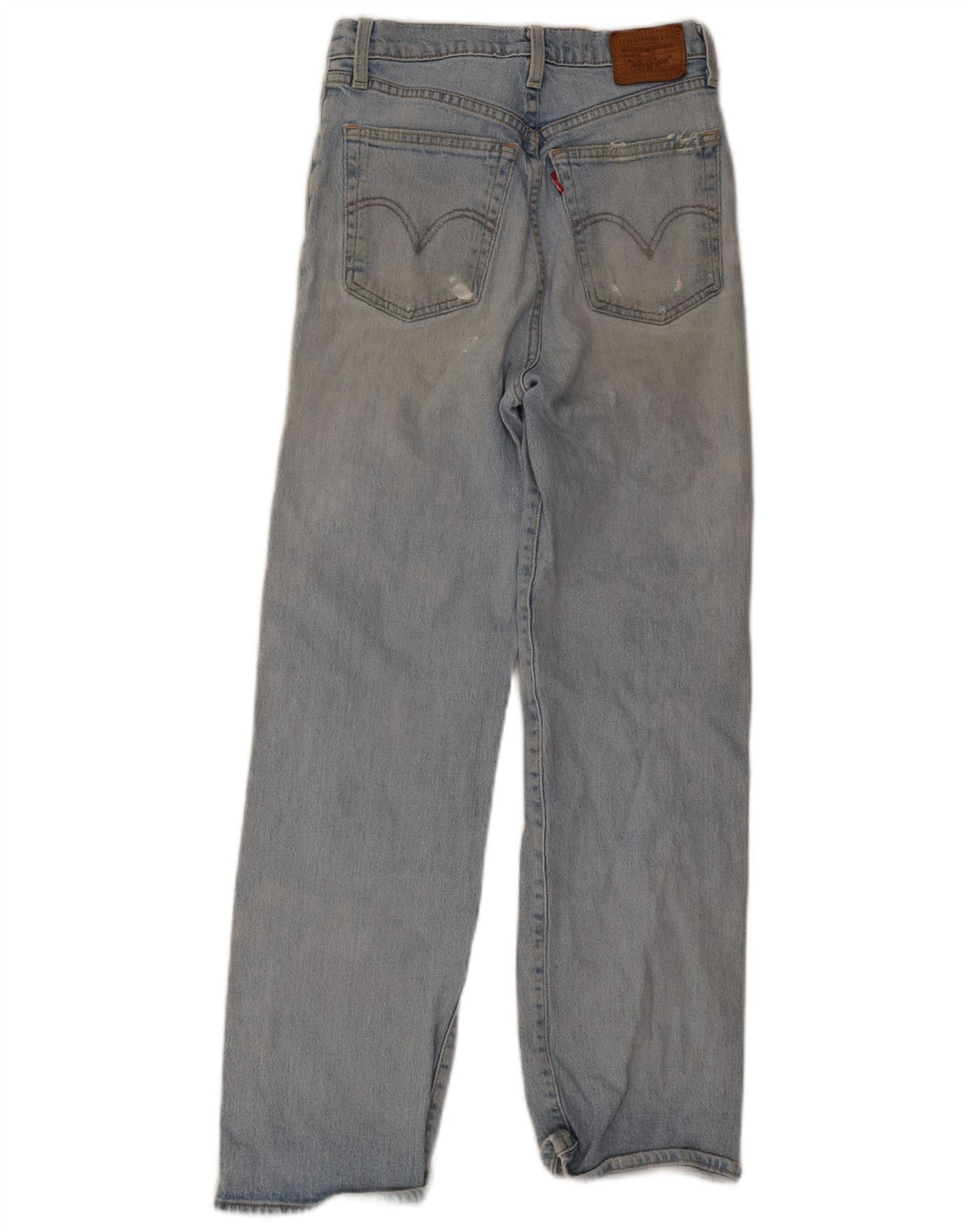 Levi's Dame Ribcage Distressed Straight Jeans W27 L29 Blå Bomuld