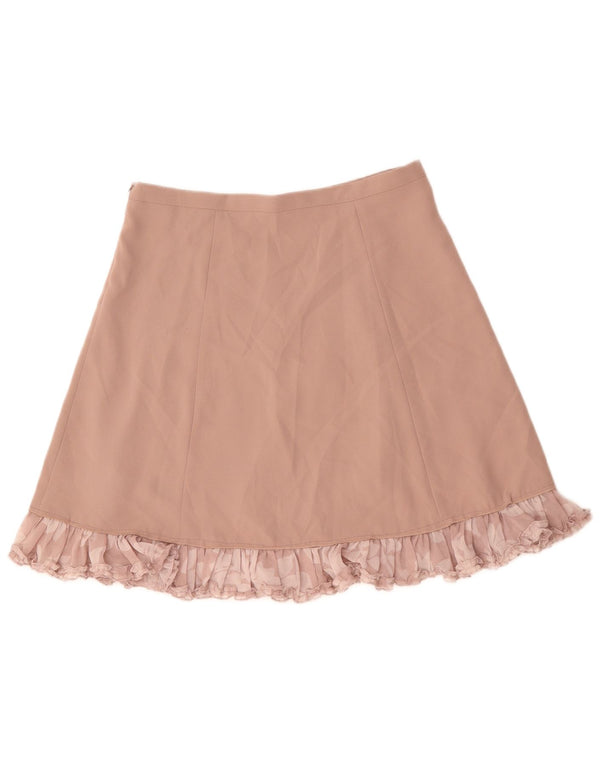 BENETTON Dame A-Line nederdel UK 14 Large W34 Pink Floral Polyester