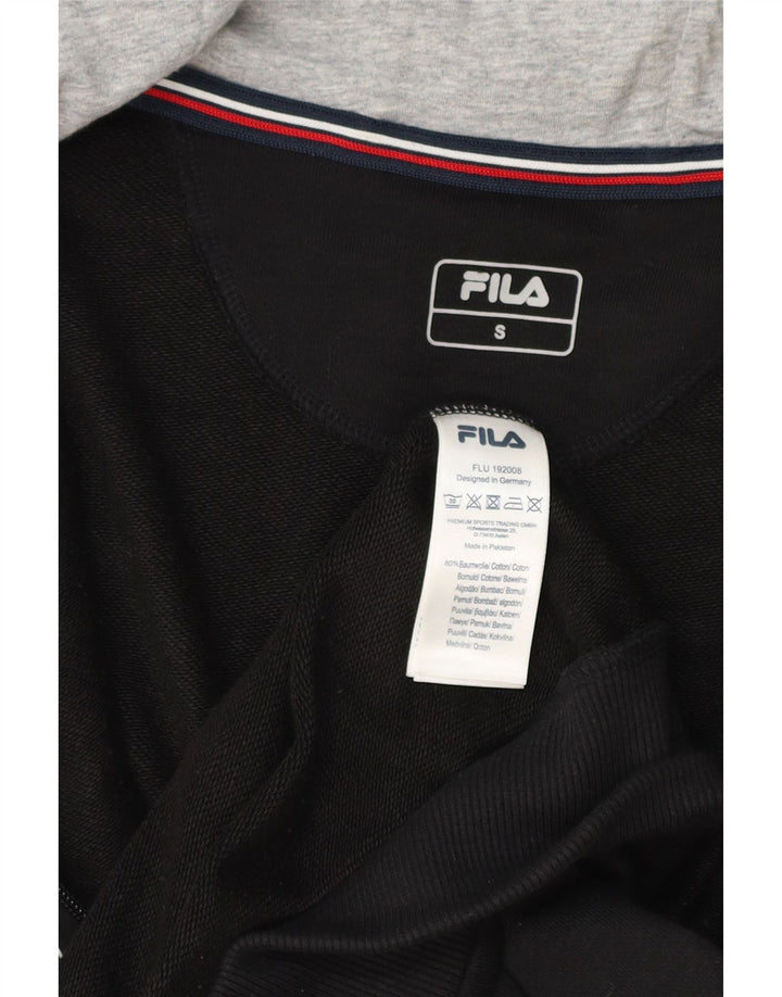 FILA Mens Graphic Zip Hoodie Sweater Small Black Cotton