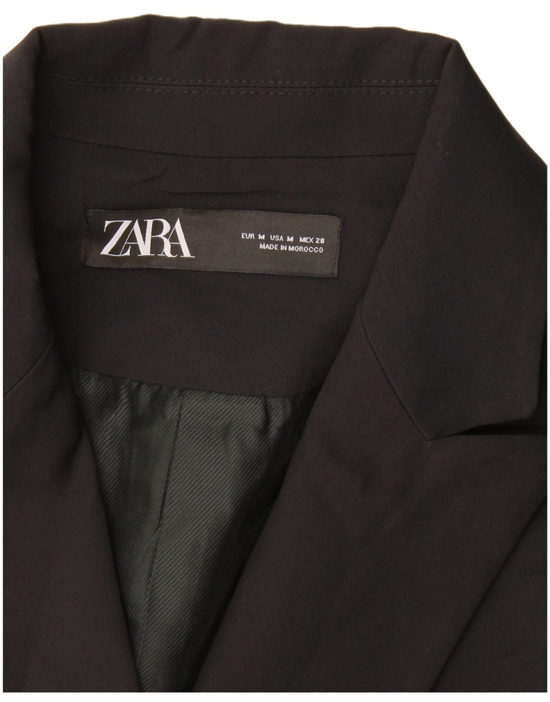 Zara Dame Ærmeløs Dobbeltradet Frakke UK 12 Medium Sort