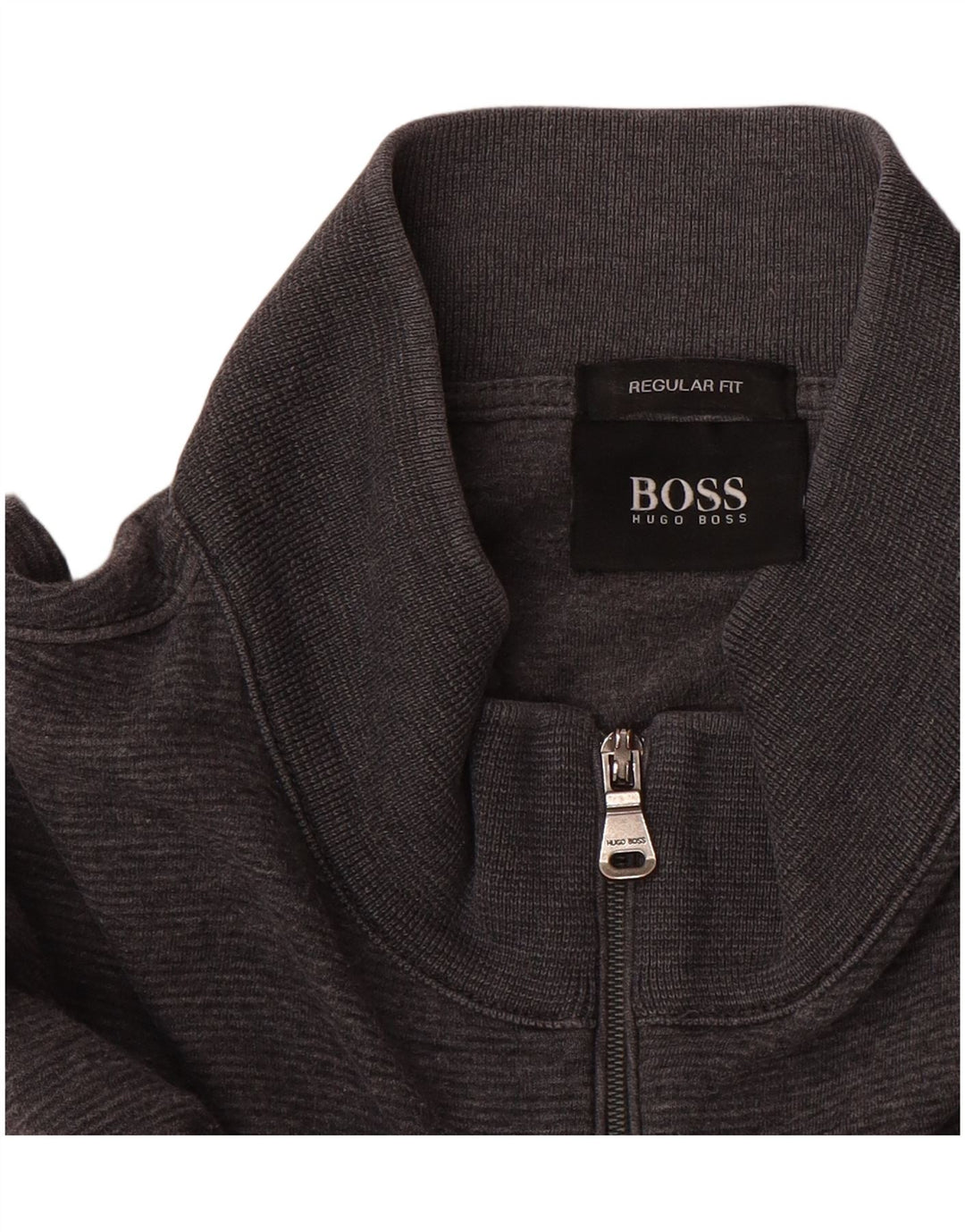 Hugo Boss Herre Zip Neck Regular Fit Sweatshirt Jumper Large Grå