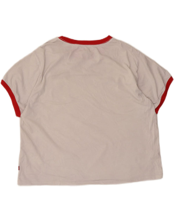 Levi's Womens Crop Loose Fit T-Shirt Top UK 14 Medium White Colourblock