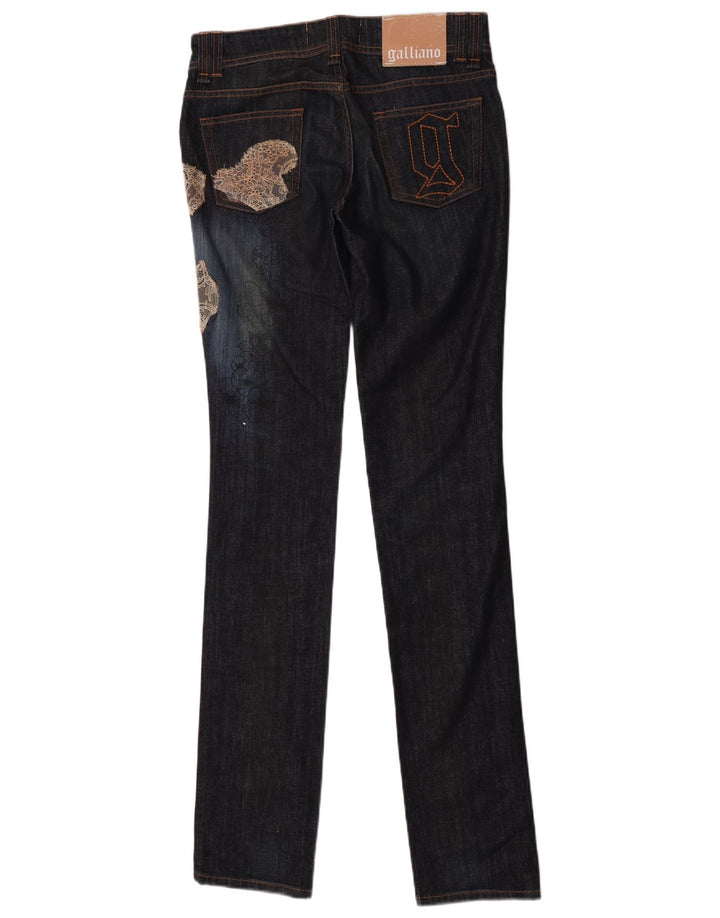 Galliano Dame Slim Jeans W27 L36 Marineblå Bomuld Designer