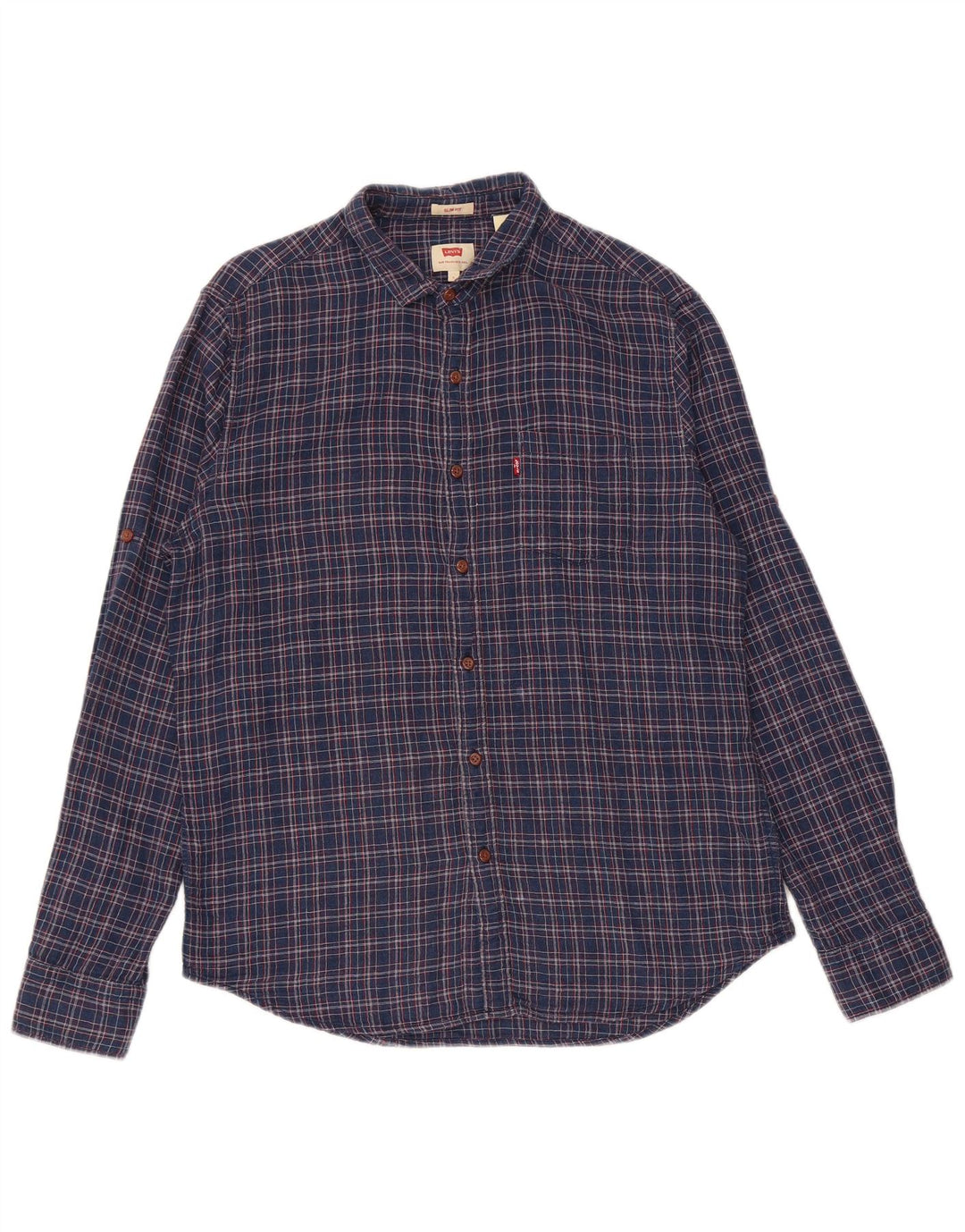 Levi's Herre Slim Fit skjorte Stor marineblå ternet bomuld