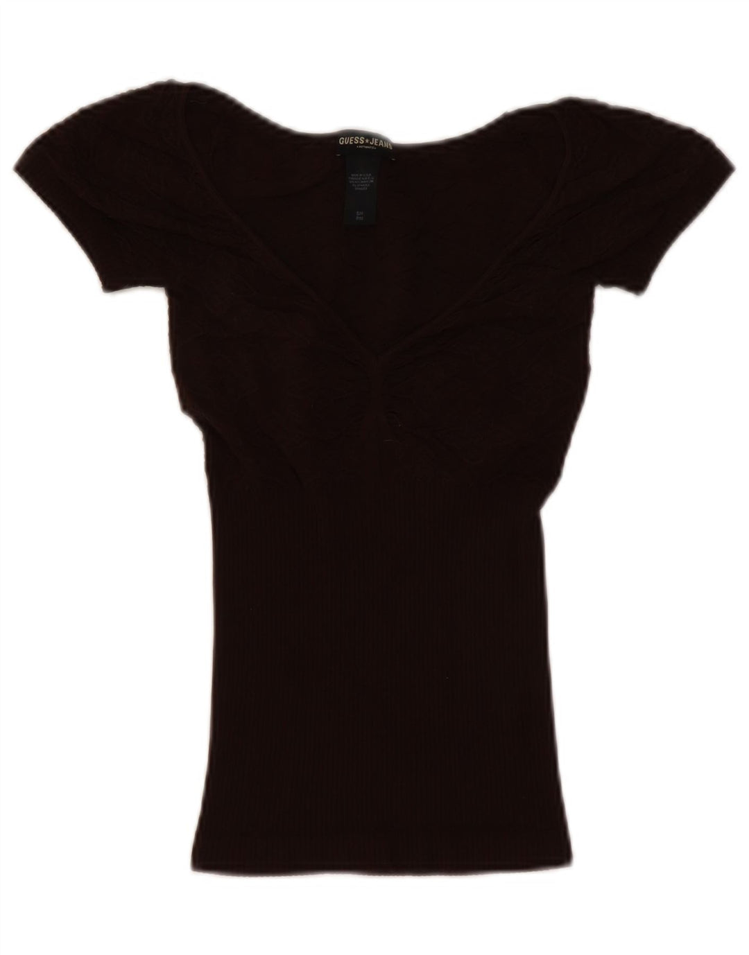Guess Damebluse Top UK 8 Small Brown Floral Nylon