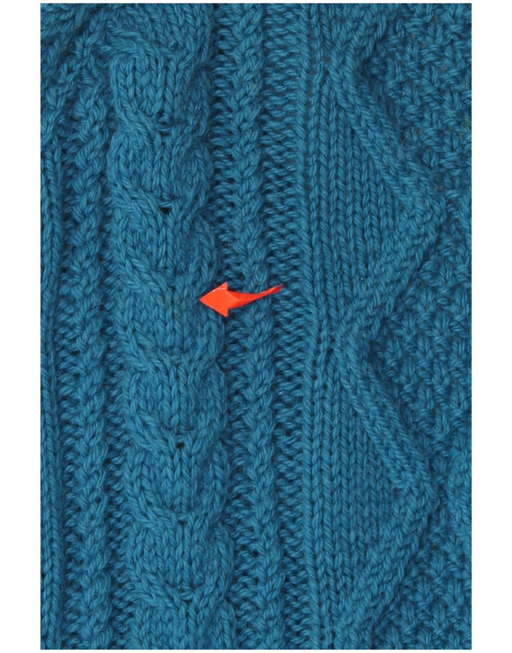 VINTAGE 3/4-ærmet cardigantrøje til kvinder UK 16 Large Blue