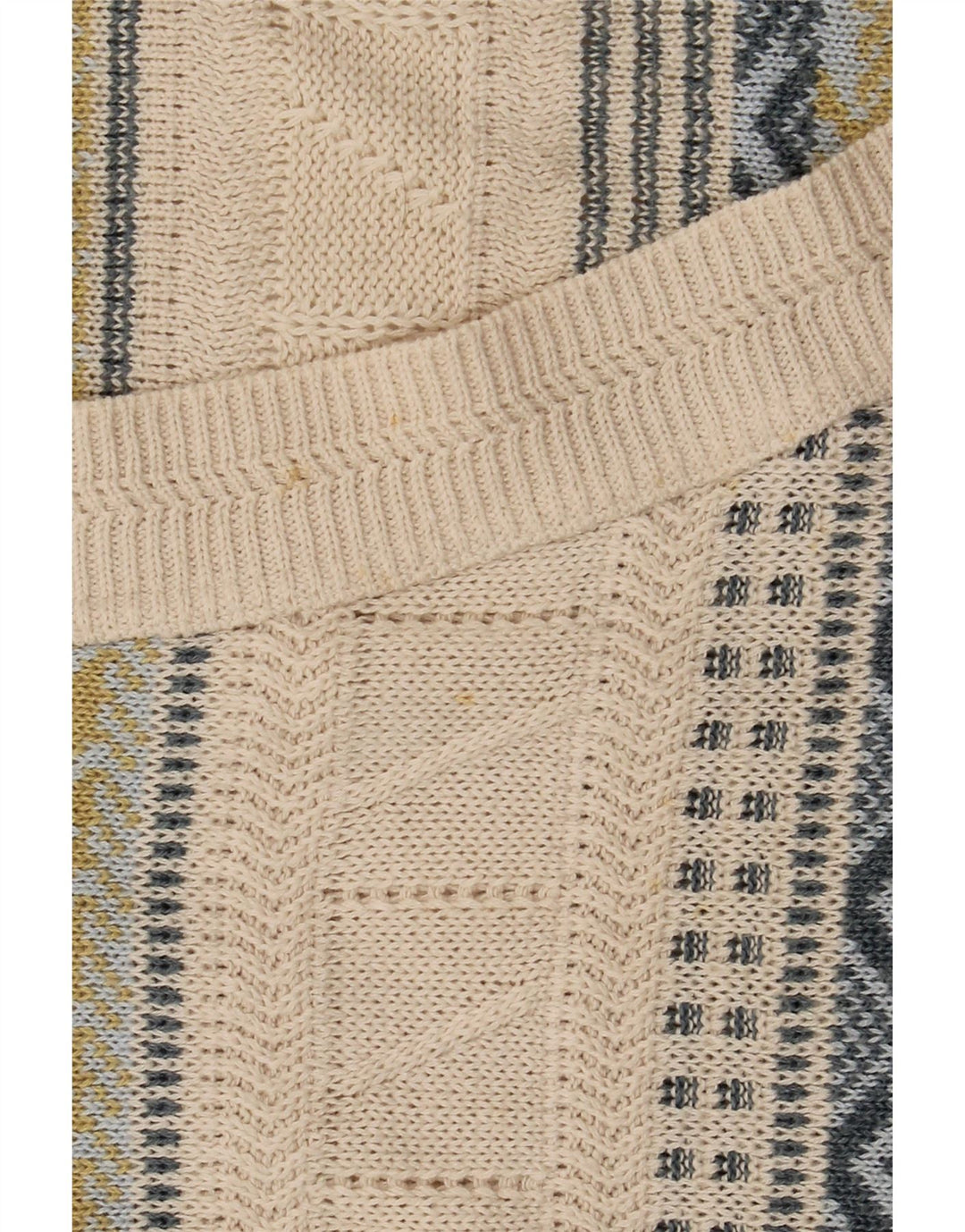 Settebello Herre Cardigan Sweater Large Beige Fair Isle Bomuld