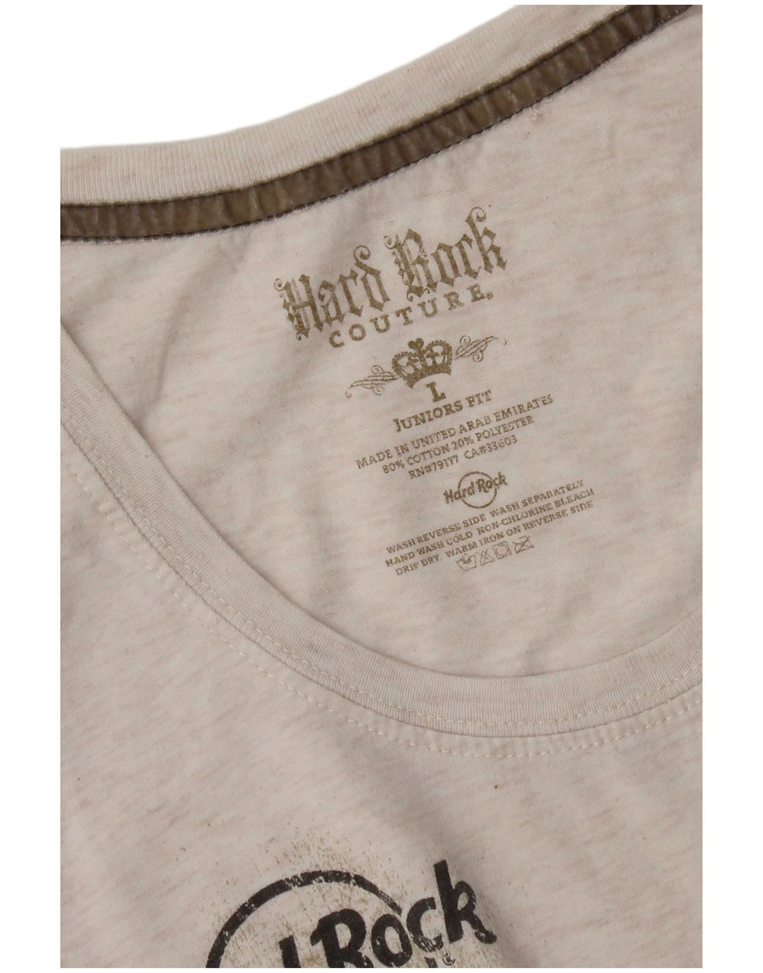 Hard Rock Cafe Dame Vienna Grafisk T-Shirt Top UK 14 Large Off White