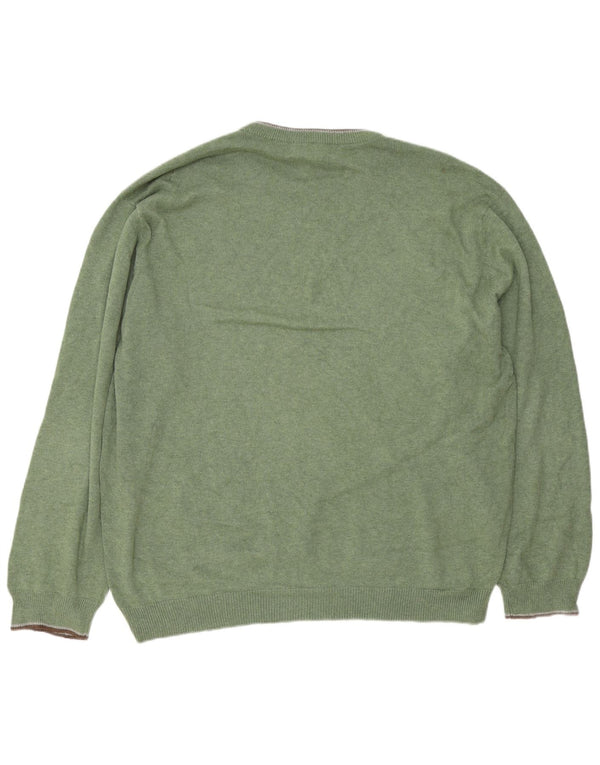 Chaps Herre Regular Fit Crew Neck Jumper Sweater 2XL Grøn Bomuld