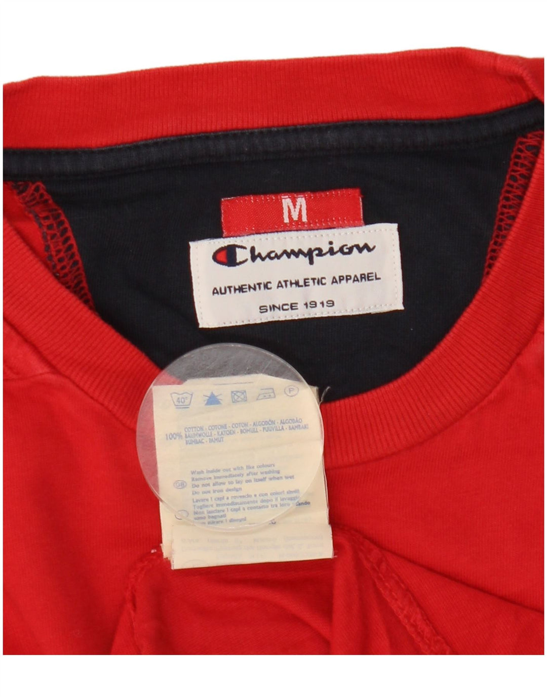 Champion Herre grafisk T-shirt Top Medium Rød Colourblock Bomuld