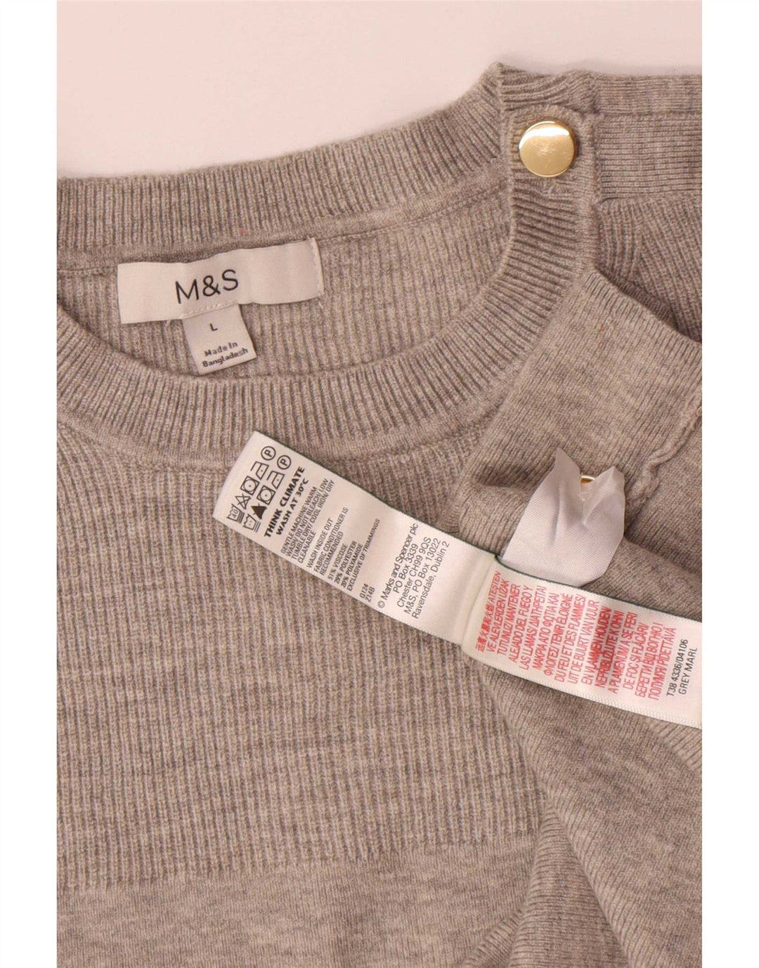 Marks & Spencer dame sweater med rund hals i overstørrelse UK 16 stor grå