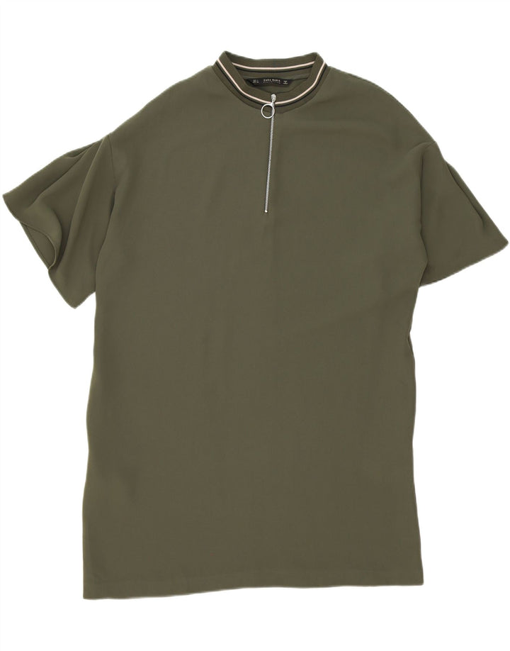 ZARA Womens Blouse Top UK 16 Large Green Vintage Zara and Second-Hand Zara from Messina Hembry 