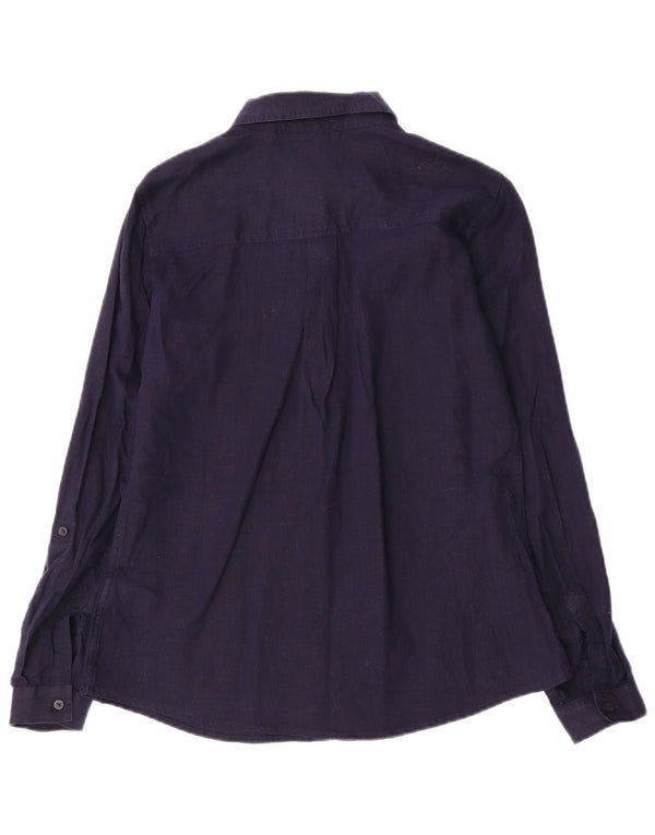Marks & Spencer Dameskjorte UK 10 Small Navy Blue Linen