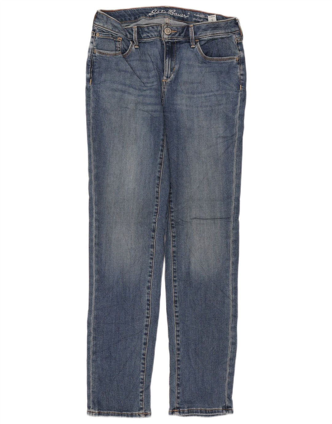 EDDIE BAUER Dame let kurvede lige jeans US 6 Medium W27 L30 Blå