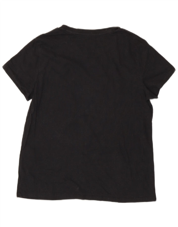 LEVI'S Dame T-Shirt Top UK 12 Medium Sort Bomuld