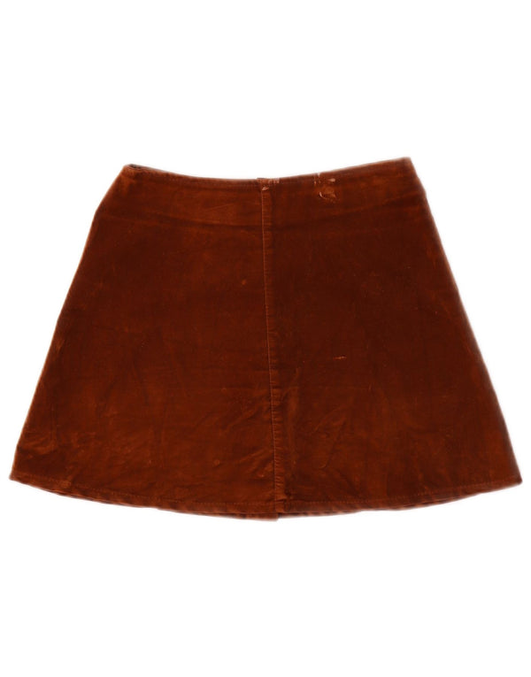Vintage dame velour mininederdel W24 XS brun polyamid