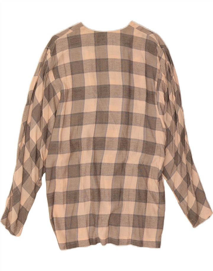 VINTAGE Womens Longline Batwing Blazer Jacket UK 14 Medium Pink Check Vintage Vintage and Second-Hand Vintage from Messina Hembry 