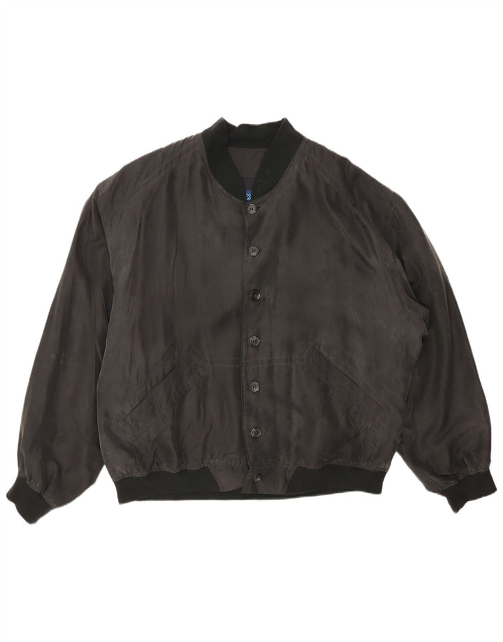 VINTAGE Bomberjakke til mænd UK 40 Large Grå Silke