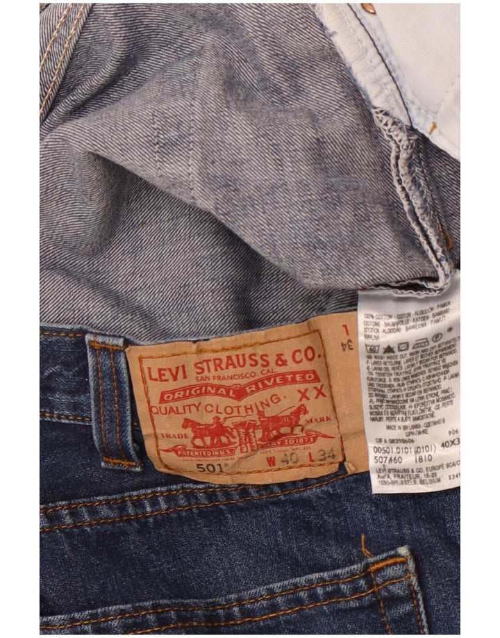 LEVI'S Herre 501 Straight Jeans W40 L34 Marineblå Bomuld
