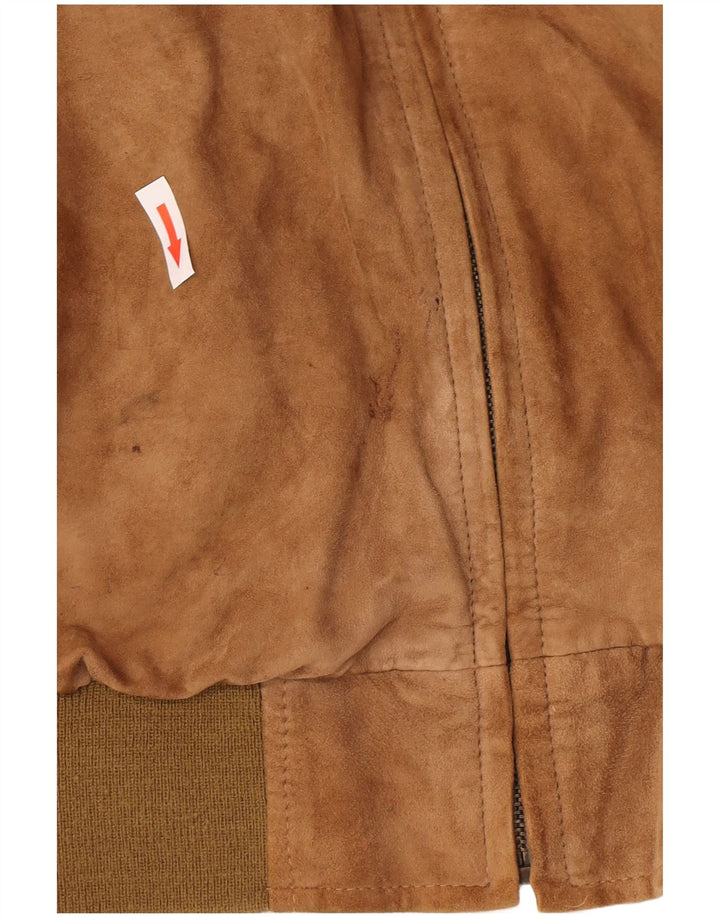 Vintage herre bomber ruskindsjakke UK 44 2XL brunt læder