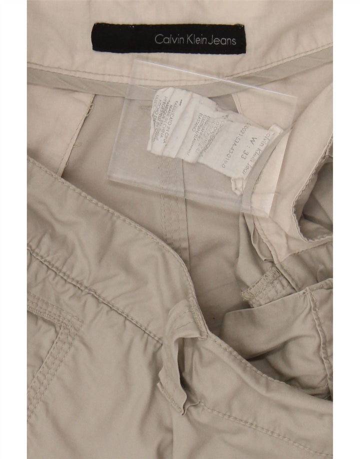 CALVIN KLEIN Mens Cargo Shorts W40 XL Beige Cotton