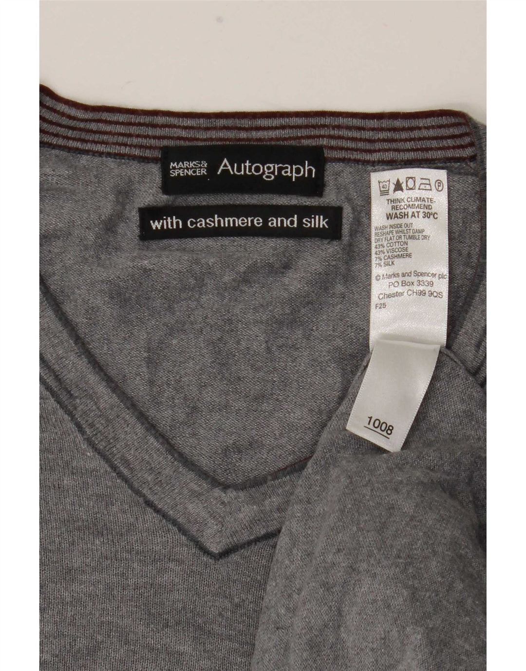 Marks & Spencer Herre Autograph Top Langærmet Mellemgrå Bomuld