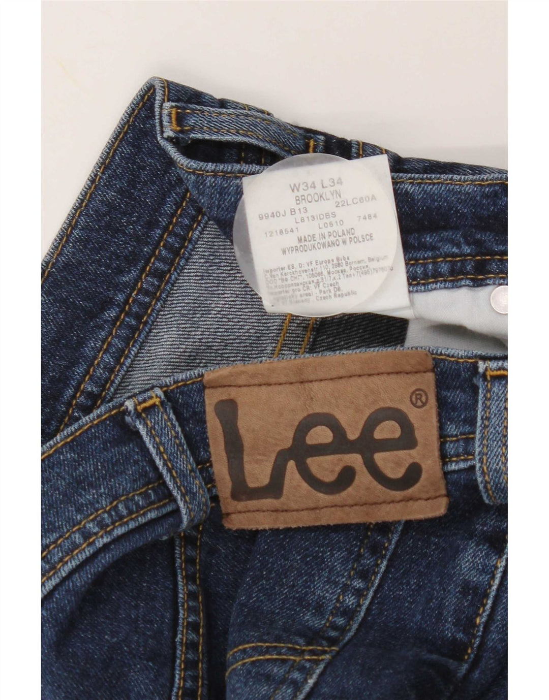 Lee Herre Brooklyn Straight Jeans W34 L30 Marineblå Bomuld