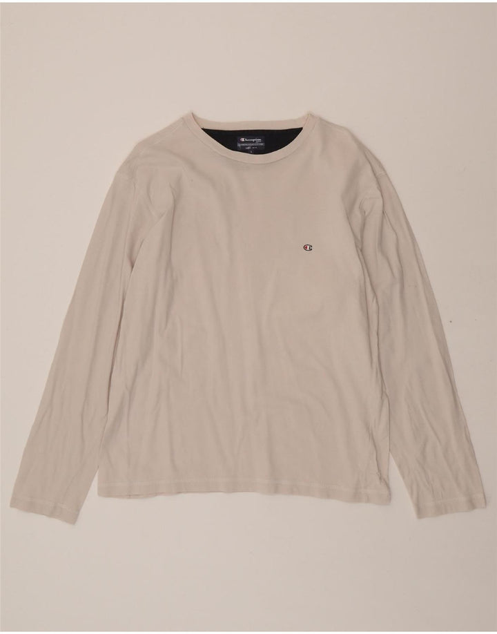 CHAMPION Mens Top Long Sleeve Large White Cotton Vintage Champion and Second-Hand Champion from Messina Hembry 