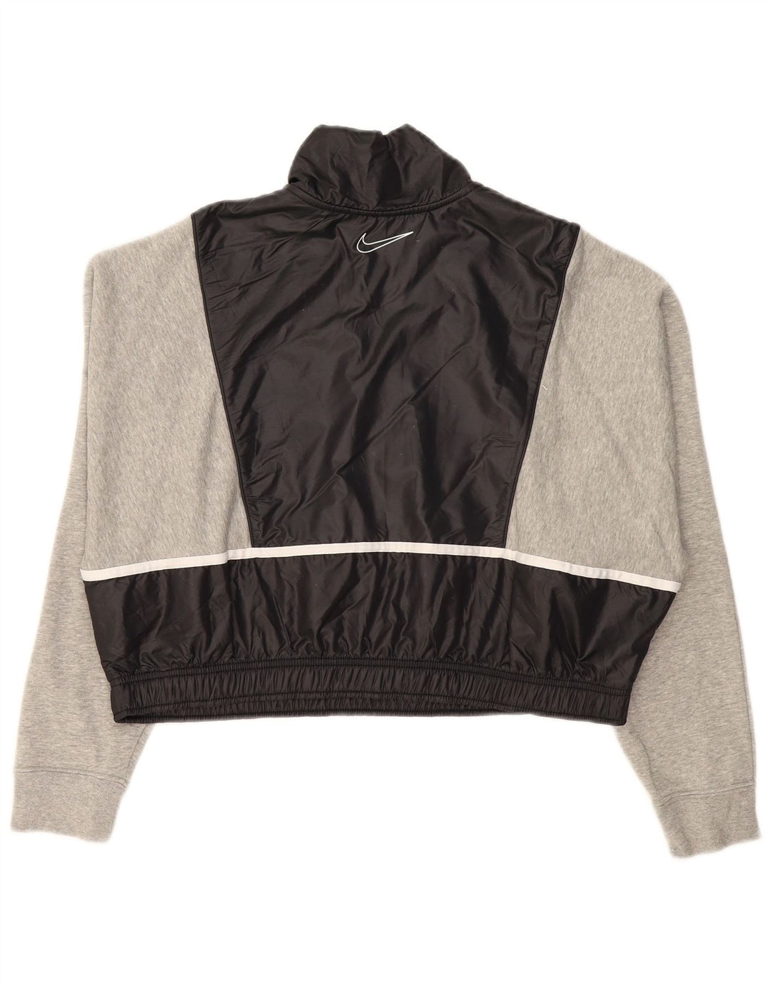NIKE Womens Oversized Crop Sweatshirt Jumper UK 16 Large Grey Colourblock