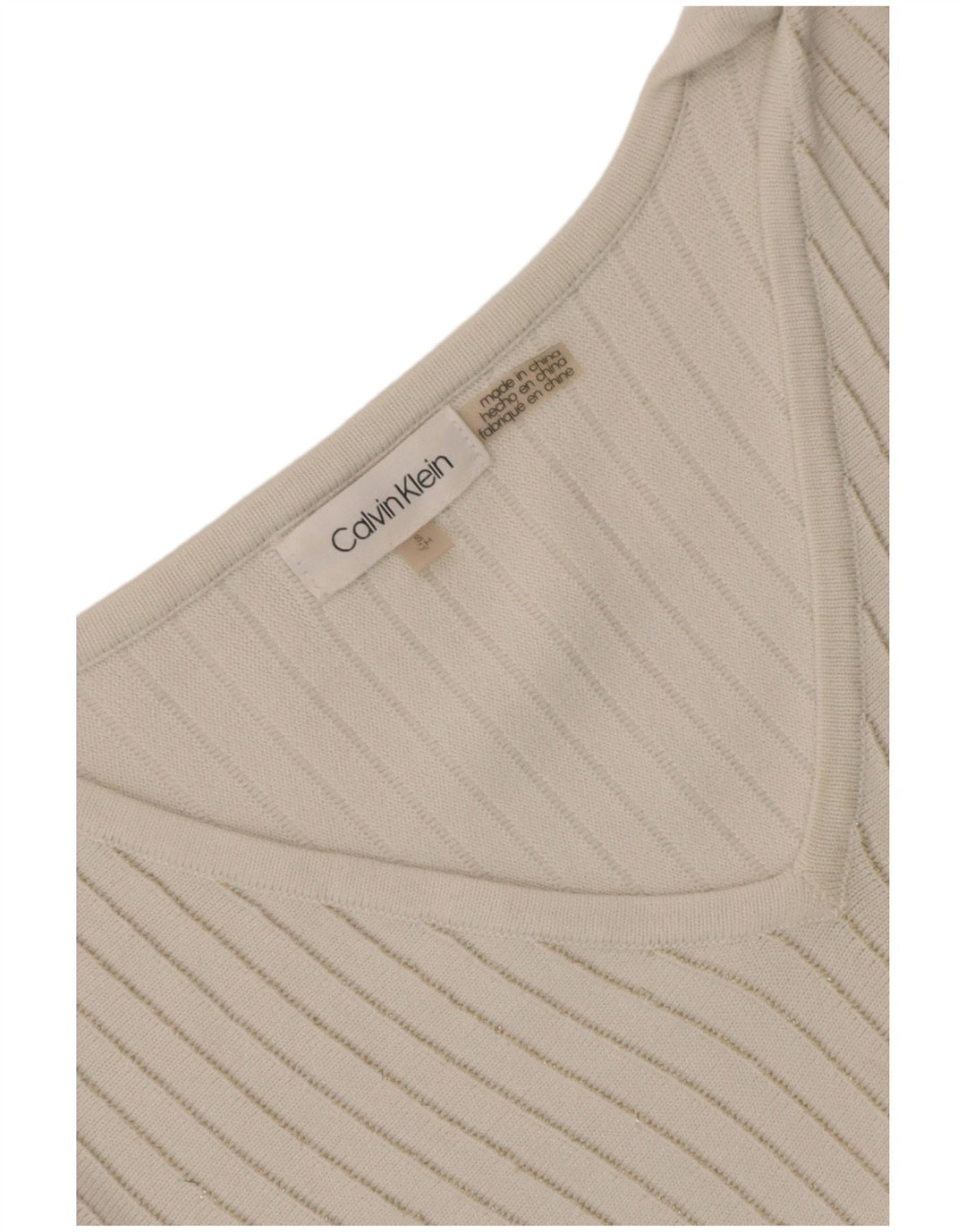 Calvin Klein T-shirt top til kvinder DK 10 Lille hvid stribet