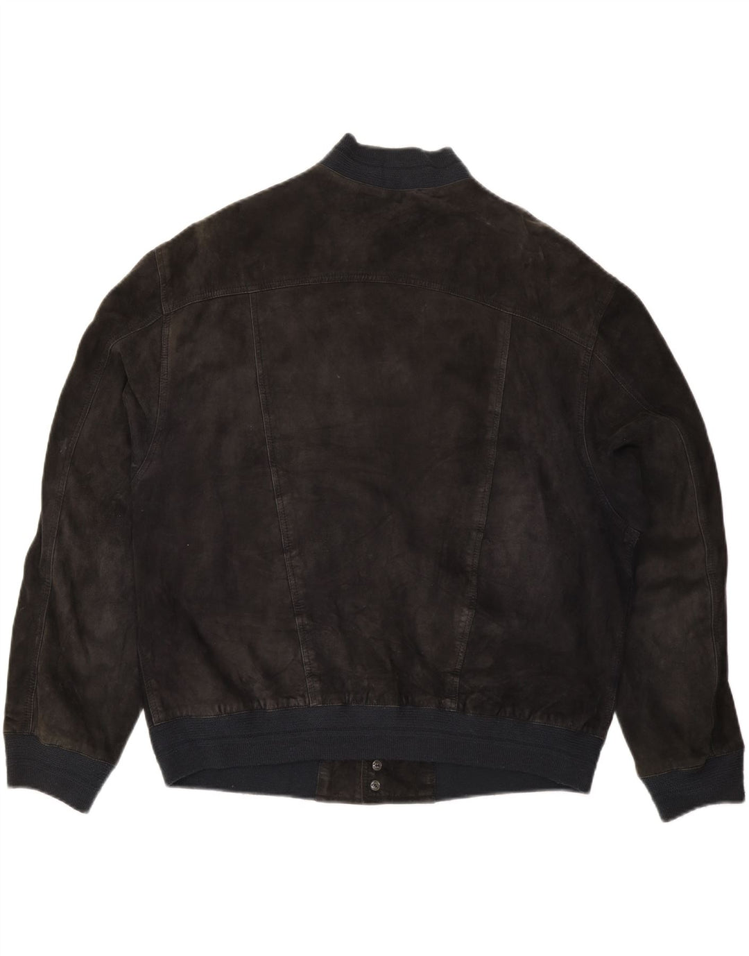 VINTAGE Herre Ruskind Bomber Jacket IT 54 2XL Sort Læder