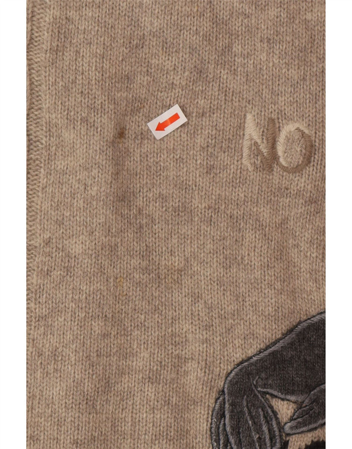 ICEBERG Herre Grafisk Crew Neck Jumper Sweater Medium Beige Dyr