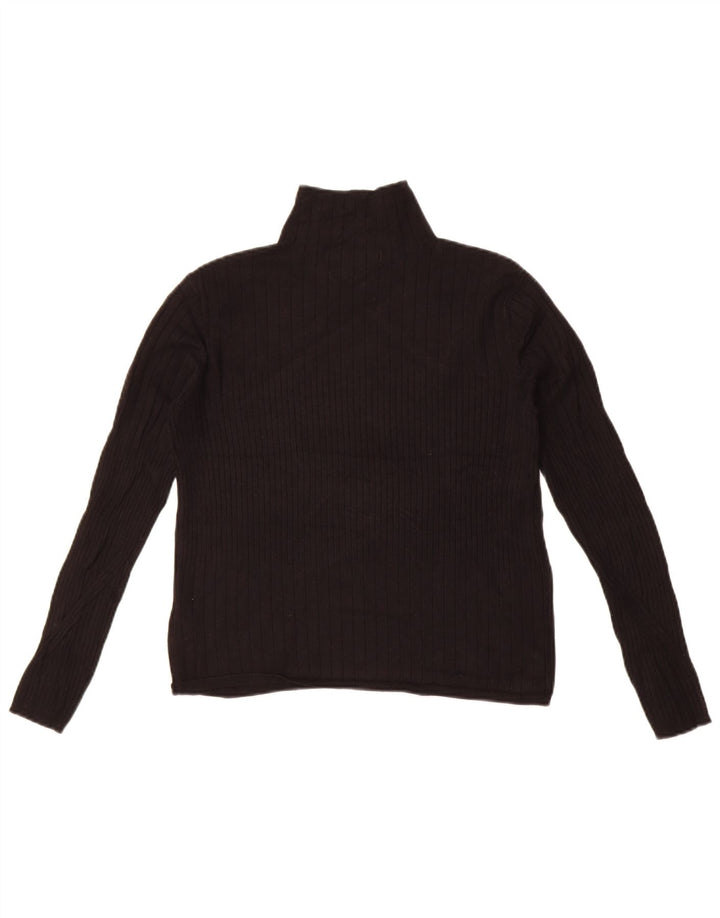 Marks & Spencer Dame Crop Turtle Neck Jumper Sweater UK 12 Medium Black